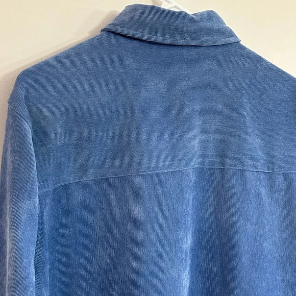 NWOT ZARA Fine-Waled Corduroy Shirt Button Up Oversized Blue Shacket size S - Picture 10 of 11